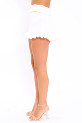 White Frill Hem Shorts - Malvina-Shorts