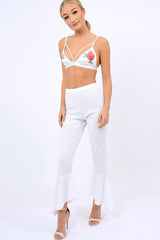 White Frill Hem Trousers - Payton-Trousers