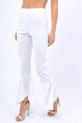 White Frill Hem Trousers - Payton-Trousers