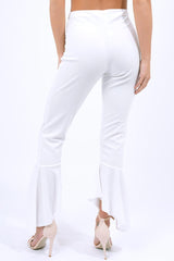 White Frill Hem Trousers - Payton-Trousers