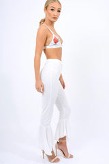White Frill Hem Trousers - Payton-Trousers