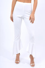 White Frill Hem Trousers - Payton-Trousers