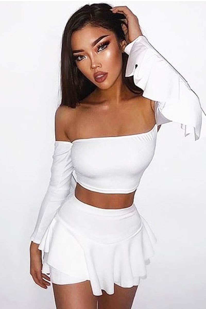 White Frill High Waisted Shorts - Claudelle-Shorts