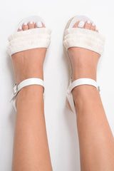 White Fringe Diamante Platforms - Taryiah-Sandals