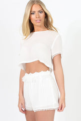 White Fringed Two Piece - Chai-Co-ords