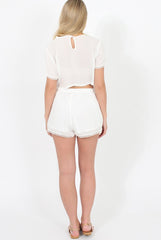 White Fringed Two Piece - Chai-Co-ords