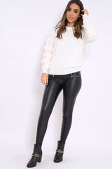 White Fur Sleeve Knitted Jumper - Courtnie-Jumper