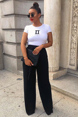 White Gemini Star Sign T-Shirt - Adalee-Tops