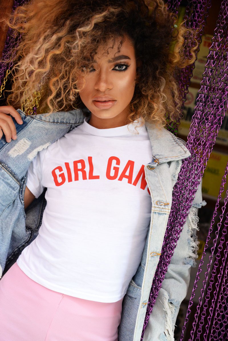 White Girl Gang Slogan T-shirt - Malyn-Tops