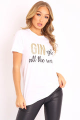 White Glitter Christmas Slogan T-shirt - Nalanie-T-shirt