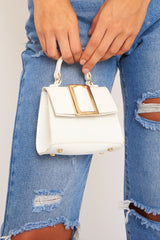 White Gold Belt Buckle Detail Mini Bag - Reesa-Bags
