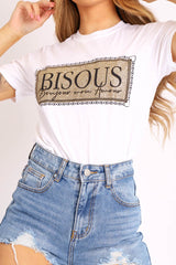 White Gold Glitter Slogan T-shirt - Amma-T-shirt