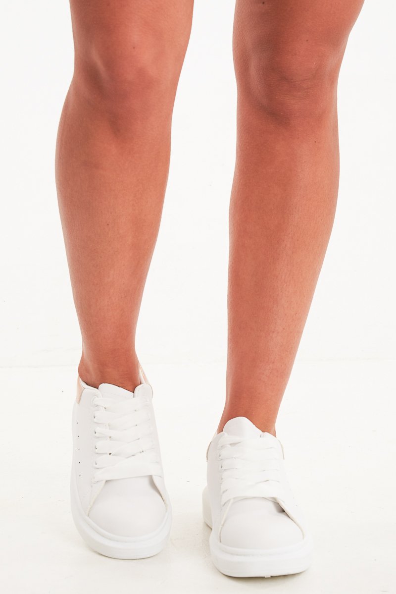 White Gold Holographic Insert Chunky Sole Trainers - Yuki-Trainers