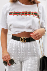 White Good Vibes Only Cropped Slogan T-shirt - Emmah-Tops