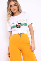 White Good Vibes Slogan T-shirt - Tayla-Tops