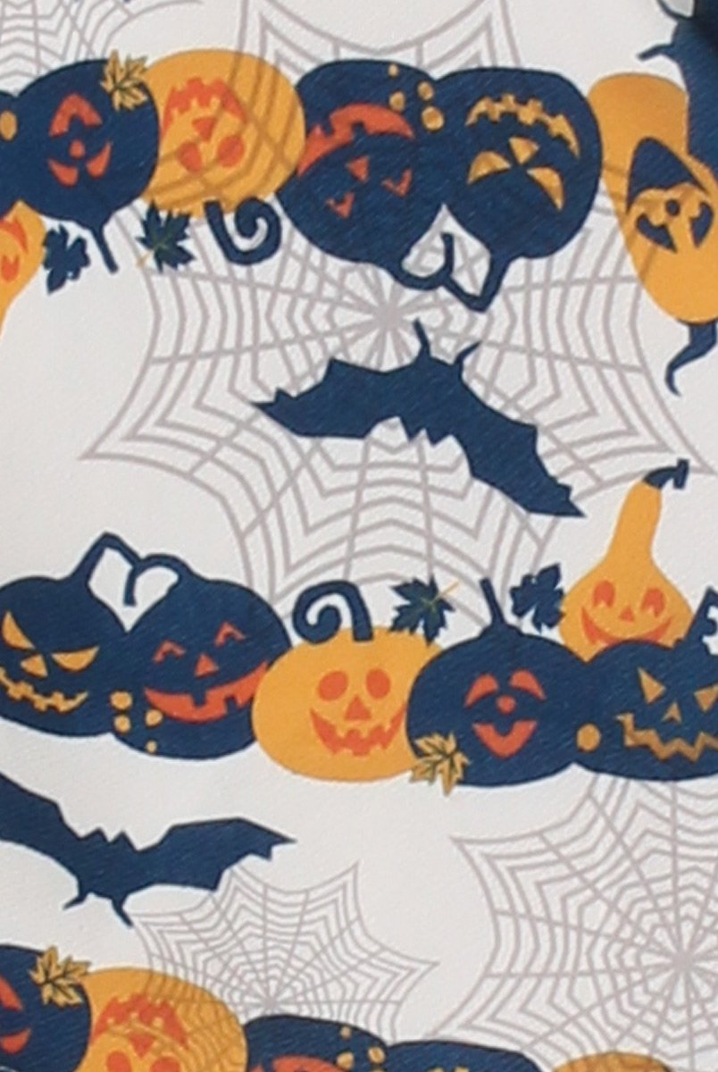 White Halloween Pumpkin & Bats Swing Dress - Sabrina-Dresses