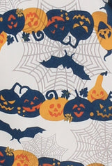 White Halloween Pumpkin & Bats Swing Dress - Sabrina-Dresses