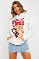 White Hand Graphic Slogan Hoodie - Kyrie-Hoodies