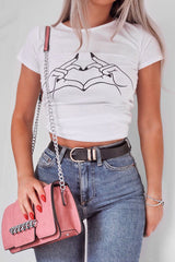 White Hand Heart Graphic T Shirt - Luana-T-shirt