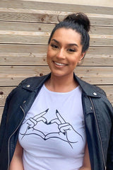 White Hand Heart Graphic T Shirt - Luana-T-shirt