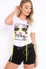 White Hanging Glasses 1986's T-shirt - Natally-Tops