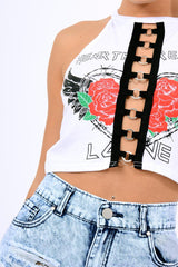 White Heart Breaker Crop Top - Pheonix-Crop Tops