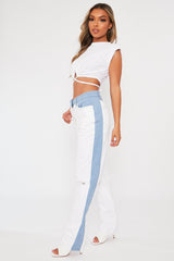 White Hem Tie Shoulder Pad Crop Top - Riya-Crop Tops