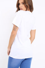 White Hey Girl Slogan T-Shirt - Leah-Tops