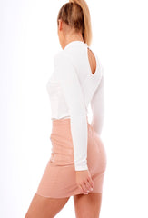 White High Neck Corset Detail Bodysuit - Hilda-Bodysuits