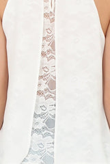 White High Neck Lace Back Top - Kerry-Tops