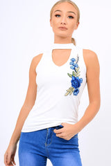 White High Neck V Front Top - Emmy-Tops