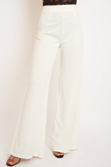 White High Waist Flare Trousers -Tisha-Trousers