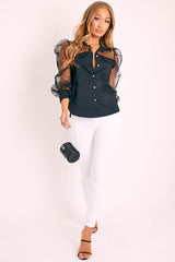 White High Waist Raw Hem Skinny Jeans - Calissa-Jeans