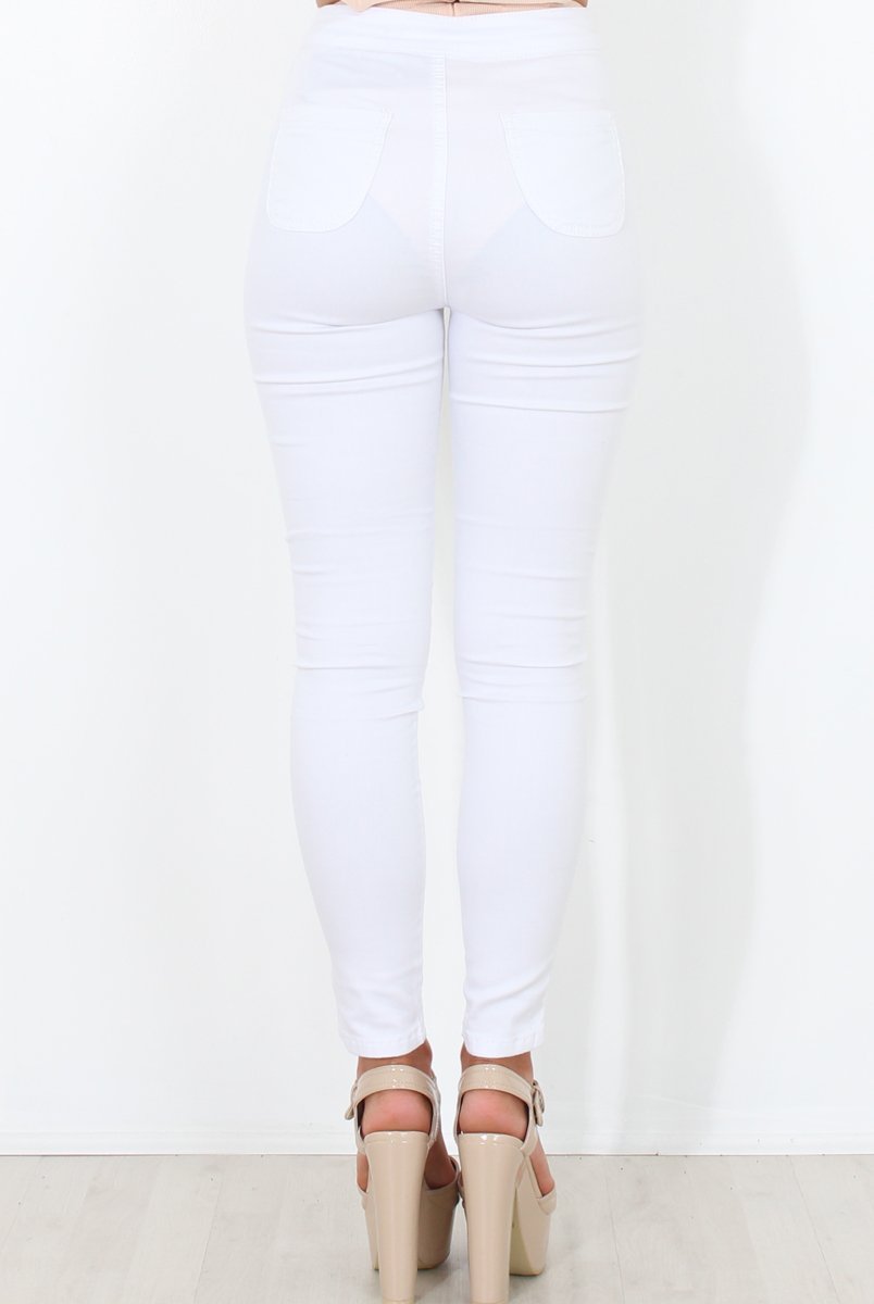 White High Waisted Jeans - Tia-Jeans