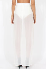 White High Waisted Sheer Maxi Skirt - Ivy-Skirts