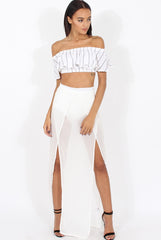 White High Waisted Sheer Maxi Skirt - Ivy-Skirts