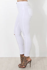 White High Waisted Super Skinny Jeans -Olivia-Jeans