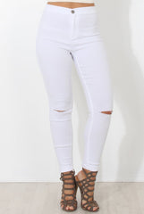 White High Waisted Super Skinny Jeans -Olivia-Jeans