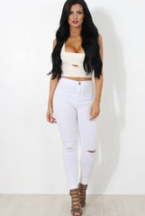 White High Waisted Super Skinny Jeans -Olivia-Jeans