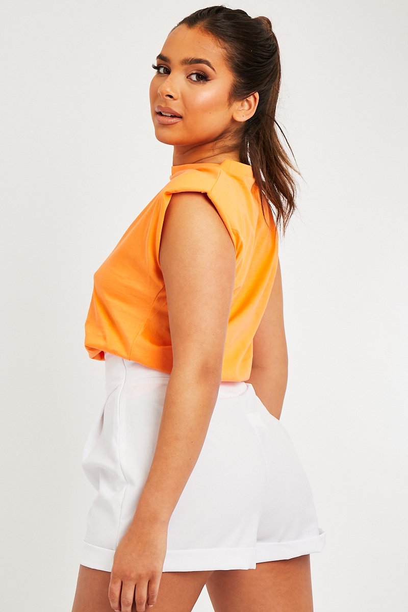 White High Waisted Tailored Shorts - Emile-Shorts