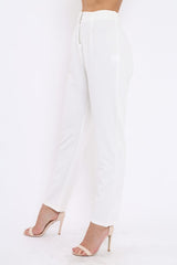White High Waisted Trousers - Zeenia-Trousers