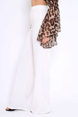 White High Waisted Wide Leg Trousers - Maise-Trousers