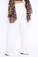 White High Waisted Wide Leg Trousers - Maise-Trousers