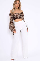 White High Waisted Wide Leg Trousers - Maise-Trousers