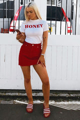 White Honey Slogan T-shirt - Kolby-Tops
