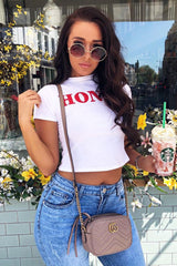 White Honey Slogan T-shirt - Kolby-Tops