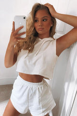 White Hooded Top and Shorts Loungewear Co-ord - Hannie-Loungewear