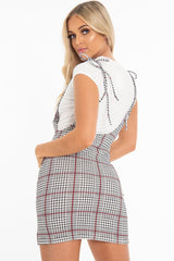 White Houndstooth T-Shirt Insert Tie Detail Dress - Saffy-Dresses