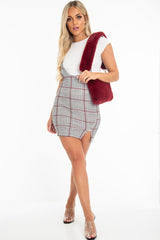 White Houndstooth T-Shirt Insert Tie Detail Dress - Saffy-Dresses