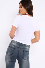 White In My Jeans Crew Neck Top - Tura-Tops